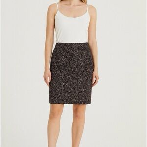 ST. JOHN Collection Marie Gray Brown Tweed Stretch Knit Pencil Skirt